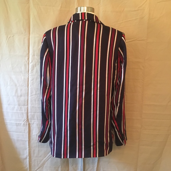H&M Red Blue White Striped Blazer NWT Sz 12 - Picture 3 of 8